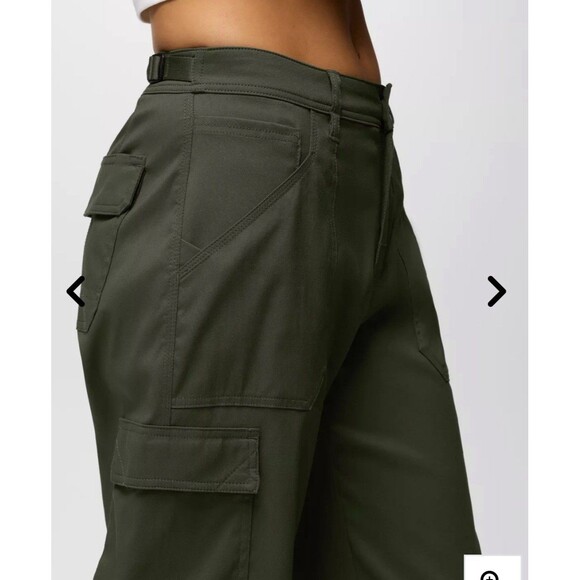 prAna NEW Stretch Zion Cargo Pant Womens 10 x33 Green Hiking High Rise Cinch Hem - Picture 9 of 16